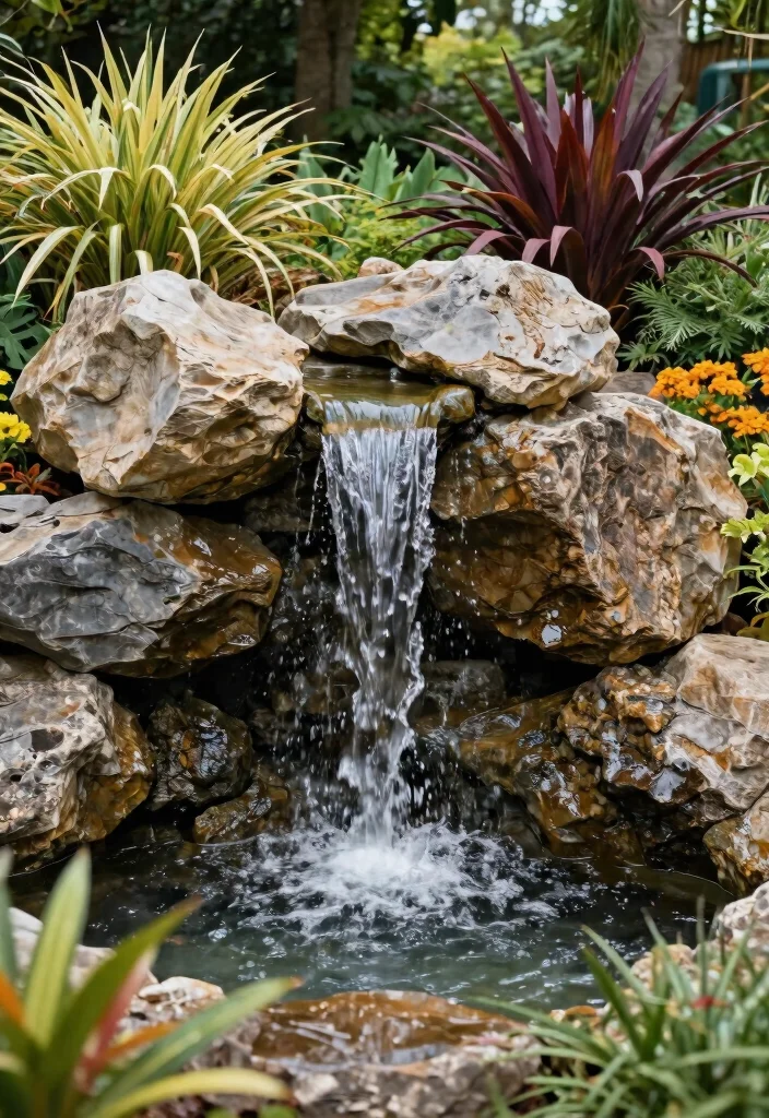 15+ Stunning Front Yard Fountain Ideas to Boost Your Curb Appeal (You Won't Believe #9!) - 10. Cascading Rock Fountain 1