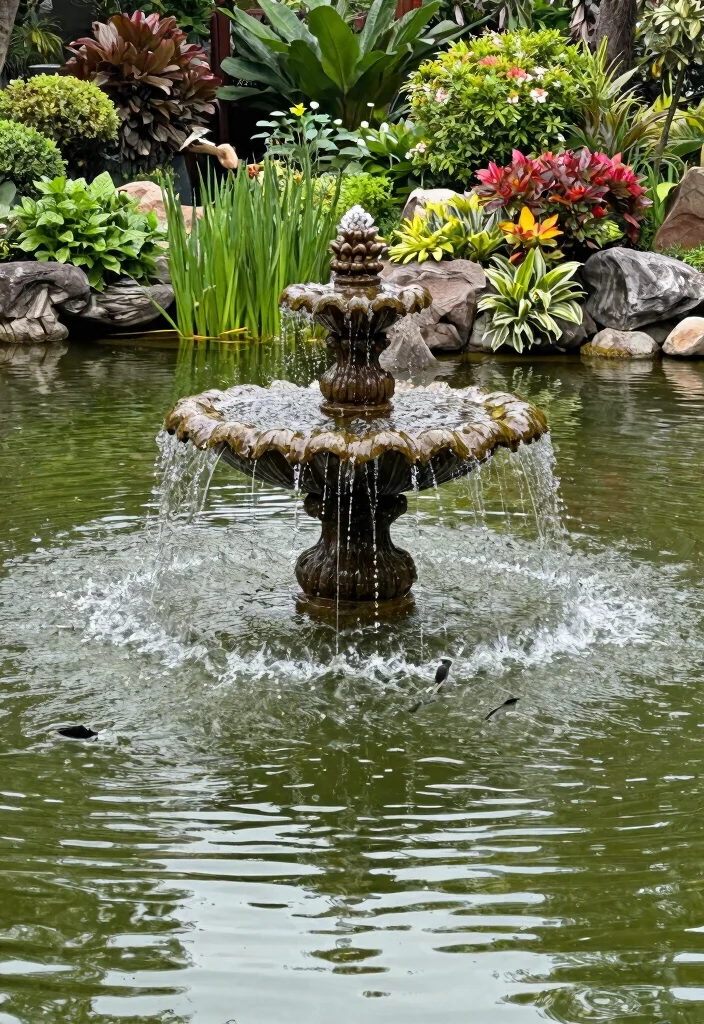 15+ Stunning Front Yard Fountain Ideas to Boost Your Curb Appeal (You Won't Believe #9!) - 11. Pond Fountain 1