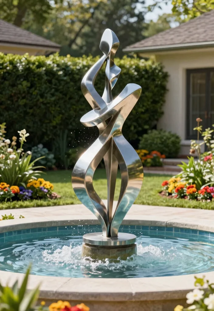 15+ Stunning Front Yard Fountain Ideas to Boost Your Curb Appeal (You Won't Believe #9!) - 13. Statement Sculpture Fountain 1