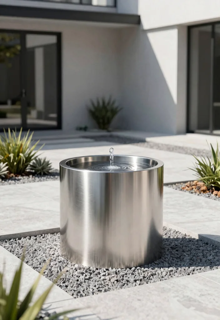 15+ Stunning Front Yard Fountain Ideas to Boost Your Curb Appeal (You Won't Believe #9!) - 3. Modern Minimalist Fountain 1