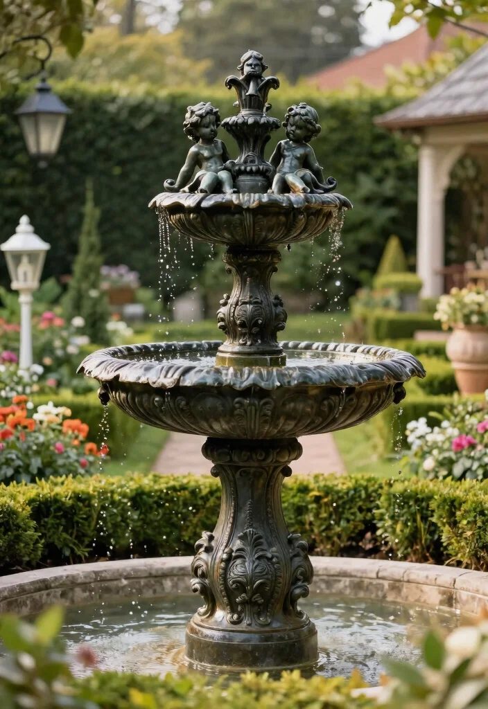 15+ Stunning Front Yard Fountain Ideas to Boost Your Curb Appeal (You Won't Believe #9!) - 7. Antique-Style Fountain 1