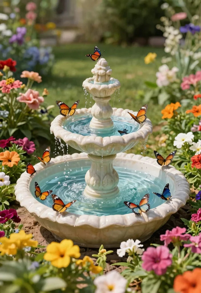 15+ Stunning Front Yard Fountain Ideas to Boost Your Curb Appeal (You Won't Believe #9!) - 8. Butterfly Garden Fountain 1