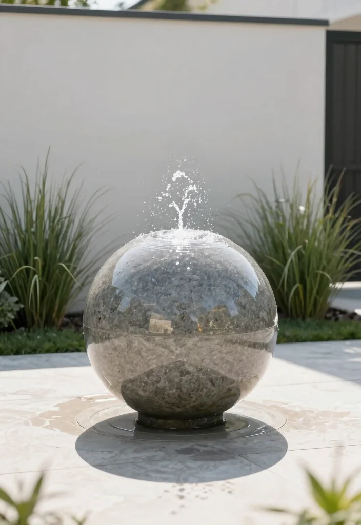 15+ Stunning Front Yard Fountain Ideas to Boost Your Curb Appeal (You Won't Believe #9!) - 9. Unique Sphere Fountain 1