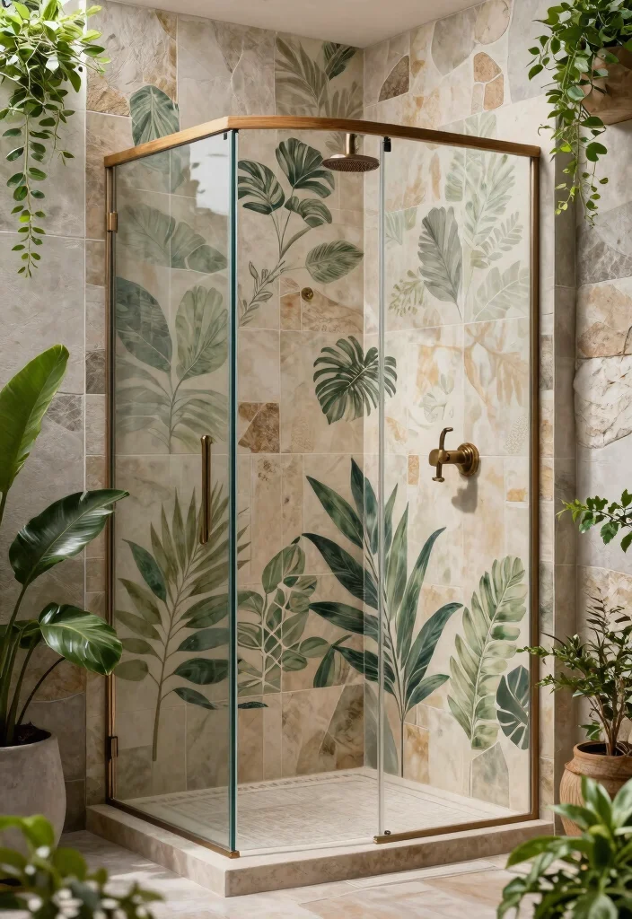 15+ Stunning Walk-in Shower Tile Ideas That'll Leave You Speechless 31 15+ Stunning Walk-in Shower Tile Ideas That'll Leave You Speechless - 10. Nature-Inspired Designs 1