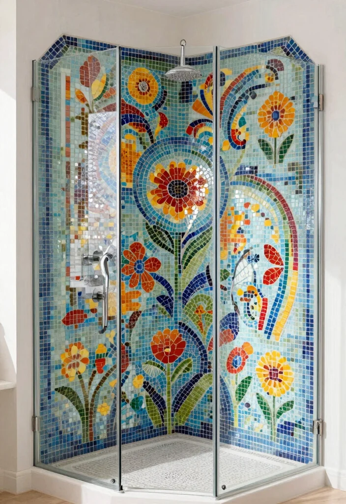 15+ Stunning Walk-in Shower Tile Ideas That'll Leave You Speechless 3 15+ Stunning Walk-in Shower Tile Ideas That'll Leave You Speechless - 2. Mosaic Magic 1