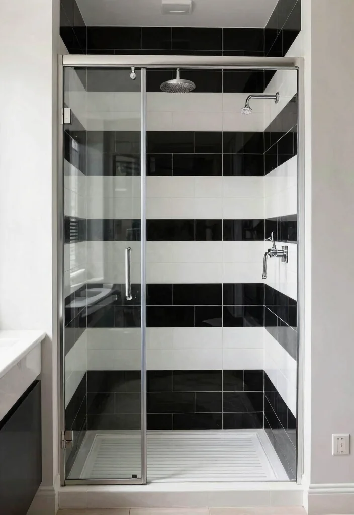 15+ Stunning Walk-in Shower Tile Ideas That'll Leave You Speechless 29 15+ Stunning Walk-in Shower Tile Ideas That'll Leave You Speechless - 8. Classic Black and White 1