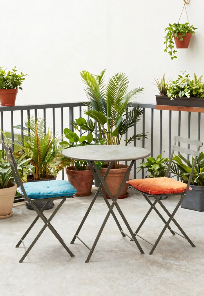 15+ Stylish Apartment Patio Decorating Ideas for Small Spaces That’ll Make You Want to Chill Outside! - 3. Utilize Folding Furniture 1