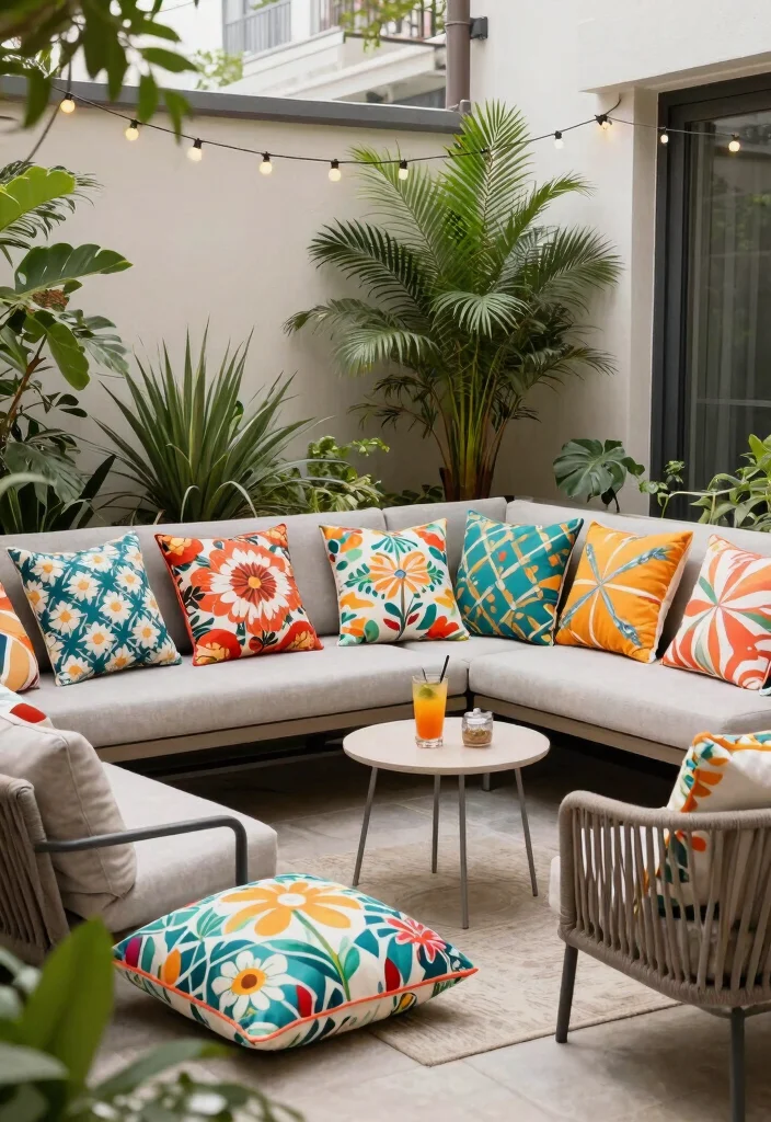 15+ Stylish Apartment Patio Decorating Ideas for Small Spaces That’ll Make You Want to Chill Outside! - 4. Add a Splash of Color with Cushions 1