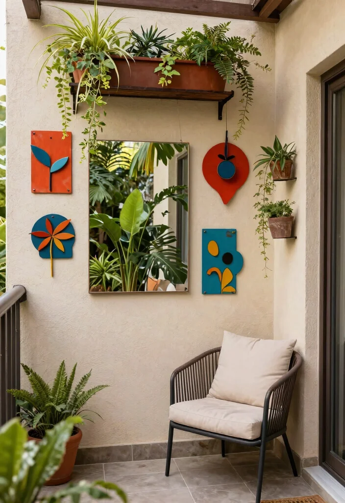 15+ Stylish Apartment Patio Decorating Ideas for Small Spaces That’ll Make You Want to Chill Outside! - 6. Make Use of Outdoor Wall Art 1