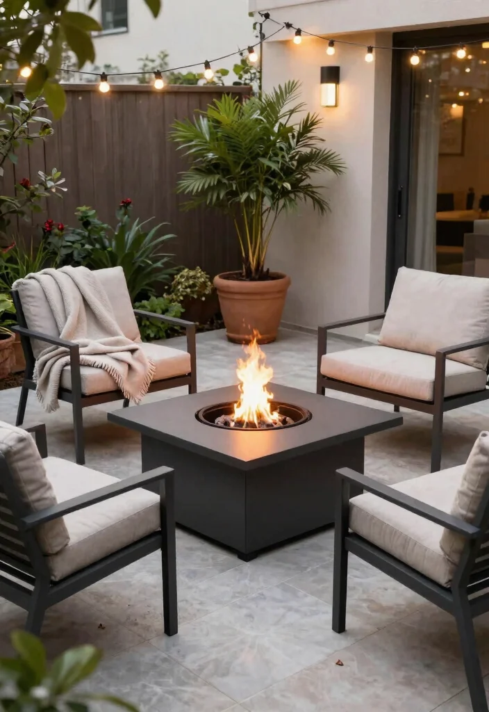 15+ Stylish Apartment Patio Decorating Ideas for Small Spaces That’ll Make You Want to Chill Outside! - 7. Incorporate a Fire Pit 1