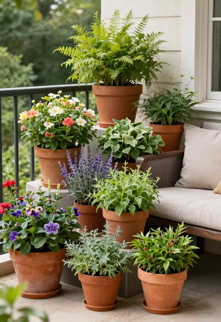 15+ Stylish Apartment Patio Decorating Ideas for Small Spaces That’ll Make You Want to Chill Outside! - 8. Use Potted Plants Wisely 1