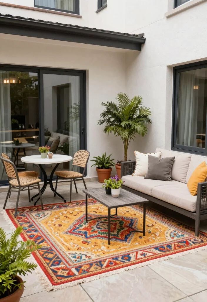 15+ Stylish Apartment Patio Decorating Ideas for Small Spaces That’ll Make You Want to Chill Outside! - 9. Create Defined Zones with Outdoor Furniture 1