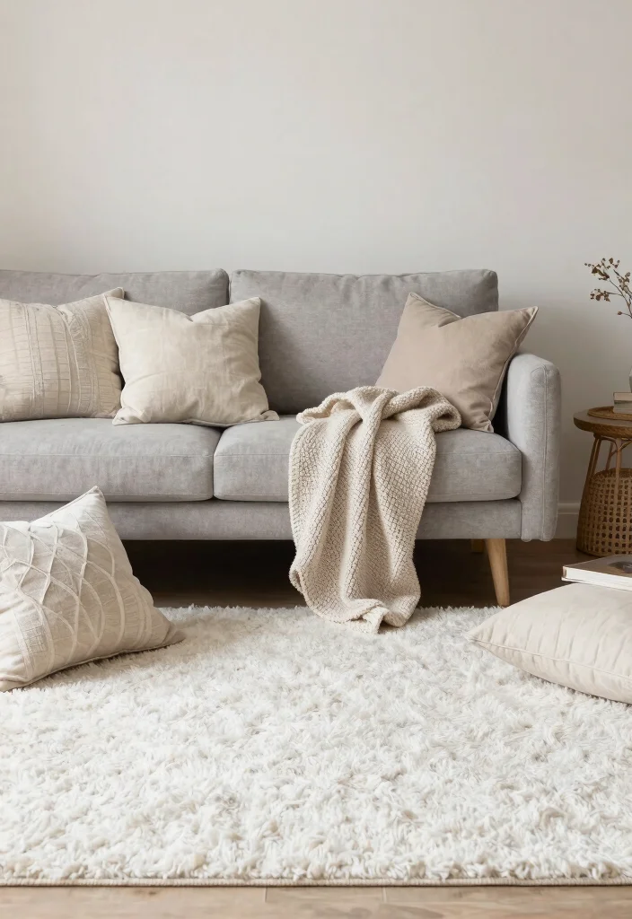 15 Unique Small Minimalist Neutral Living Room Ideas That'll Transform Your Space! - 12. Soft, Neutral Textures 1