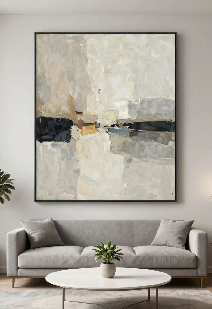 15 Unique Small Minimalist Neutral Living Room Ideas That'll Transform Your Space! - 3. Statement Art Pieces 1