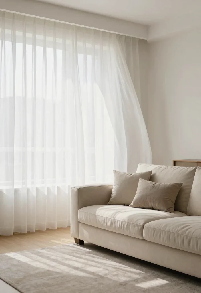 15 Unique Small Minimalist Neutral Living Room Ideas That'll Transform Your Space! - 9. Minimalist Window Treatments 1