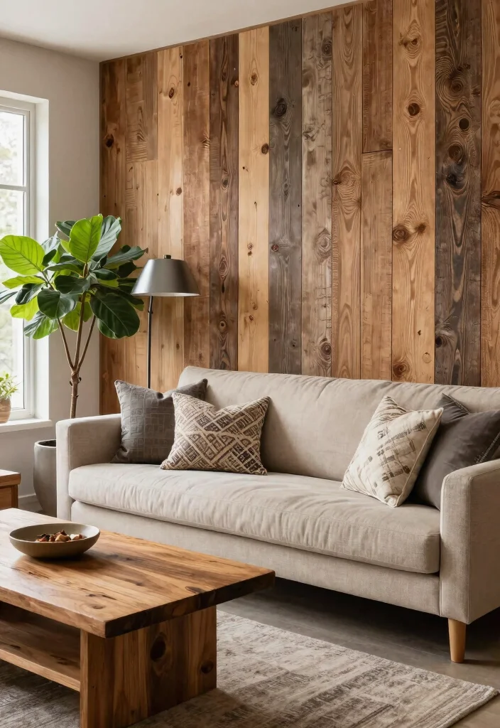 Uncover 15 Textured Wall Designs for a Modern Living Room That'll Wow Your Guests! - 1. Rustic Wood Paneling 1