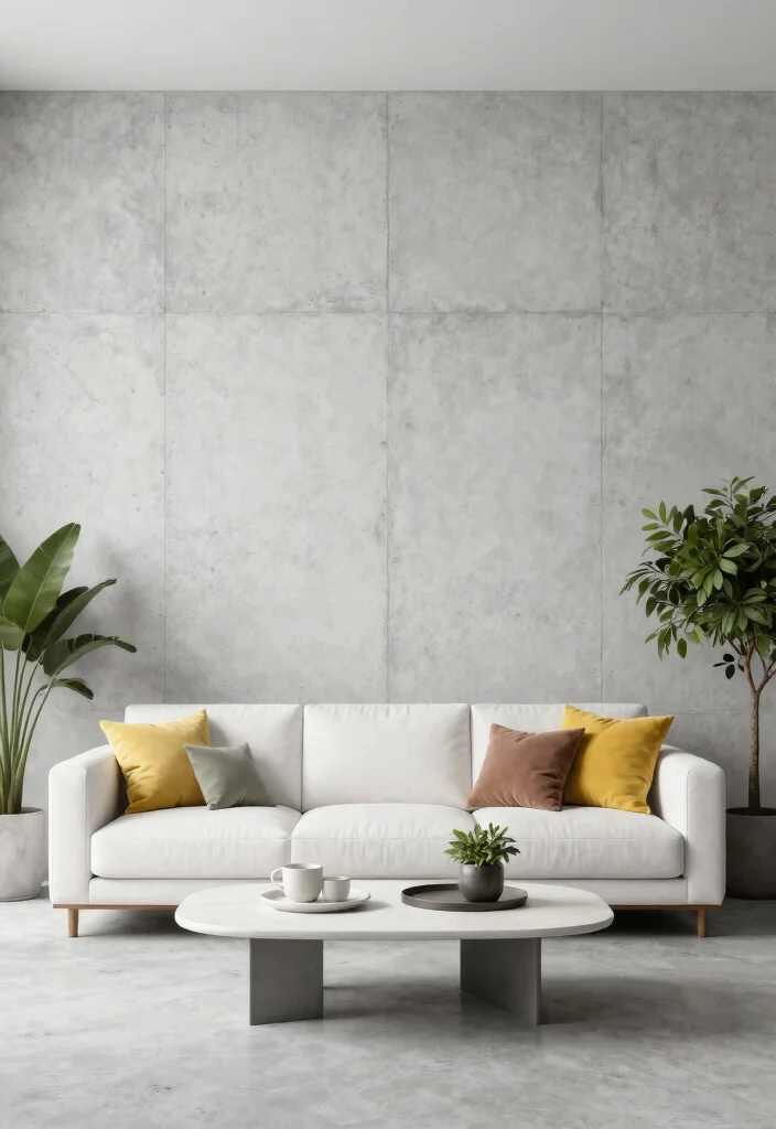 Uncover 15 Textured Wall Designs for a Modern Living Room That'll Wow Your Guests! - 14. Minimalist Cement Walls 1