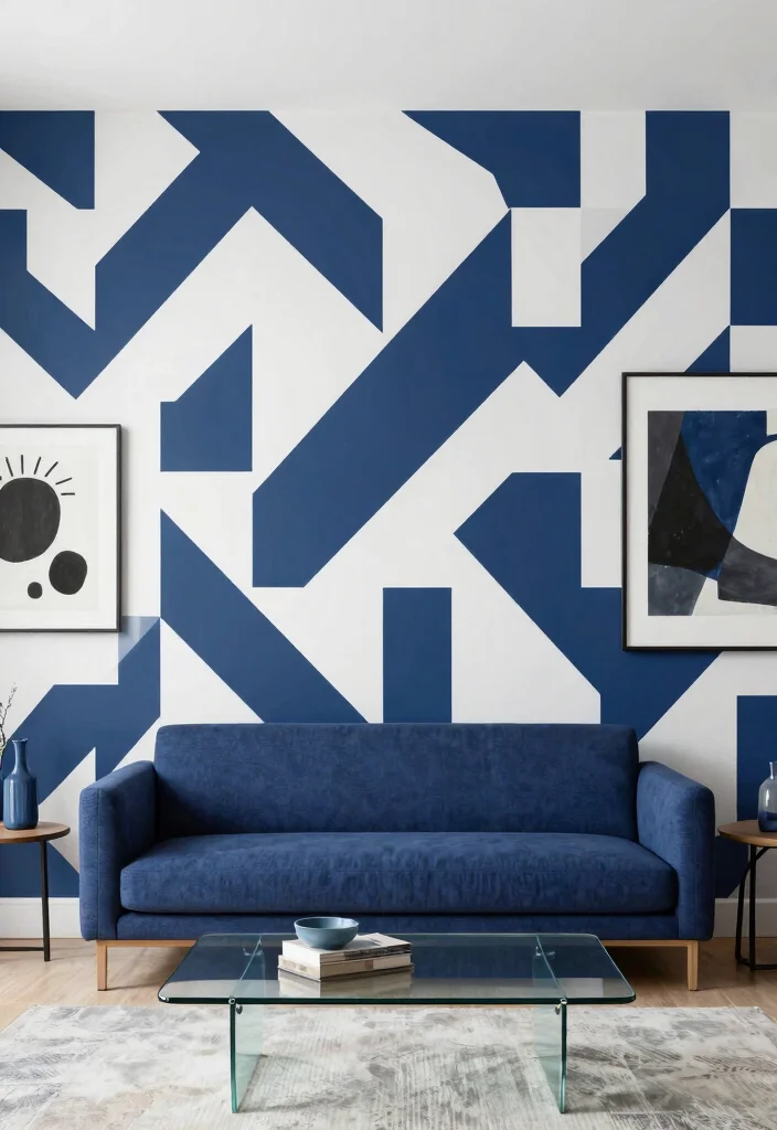 Uncover 15 Textured Wall Designs for a Modern Living Room That'll Wow Your Guests! - 5. Bold Geometric Patterns 1