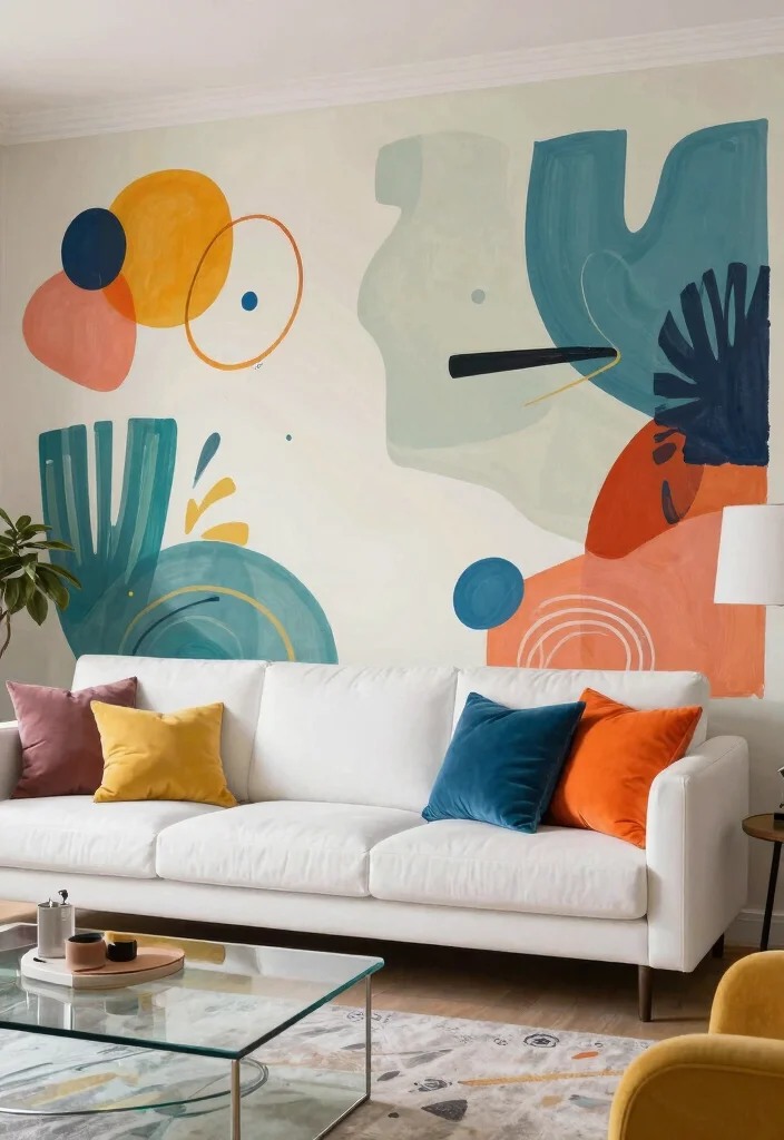 Uncover 15 Textured Wall Designs for a Modern Living Room That'll Wow Your Guests! - 7. Artistic Wall Murals 1