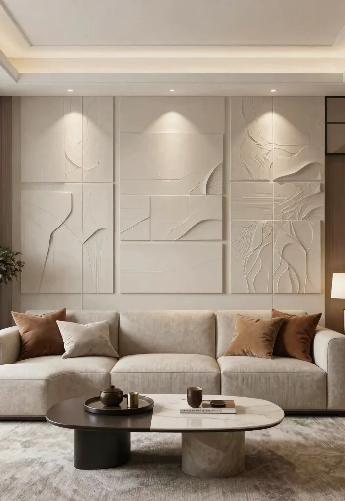 Uncover 15 Textured Wall Designs for a Modern Living Room That'll Wow Your Guests! - 9. Decorative Wall Panels 1