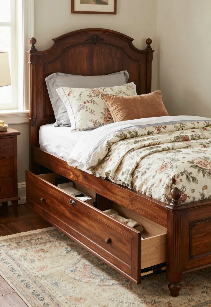 15 Best Apartment-Friendly Storage Beds That Maximize Every Square Inch! 31 15 Apartment-Friendly Storage Beds That Maximize Every Square Inch! - 8. Vintage Storage Beds with Charm 1
