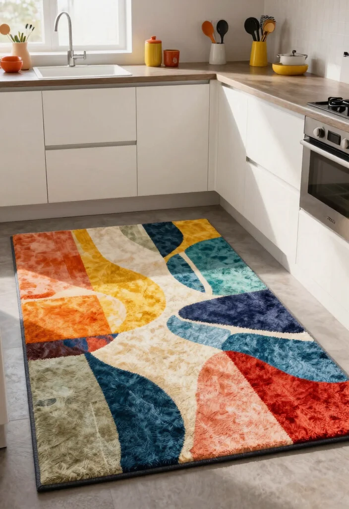 15 Best Kitchen Rugs That Are Both Stylish and Durable (You’ll Love #12!) - 8. Colorful Abstract Art Rug 1