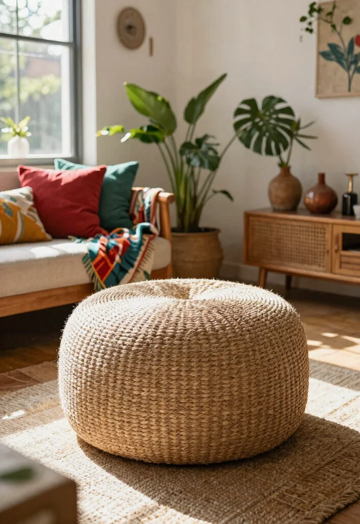 15 Best Storage Ottomans That Interior Designers Swear By - 2. Bohemian Woven Textures 1