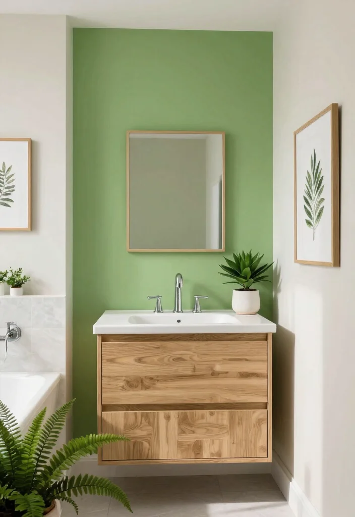15 Celery Green Bathroom Ideas That'll Refresh Your Space Like Never Before! - 1. Celery Green Accent Walls 1