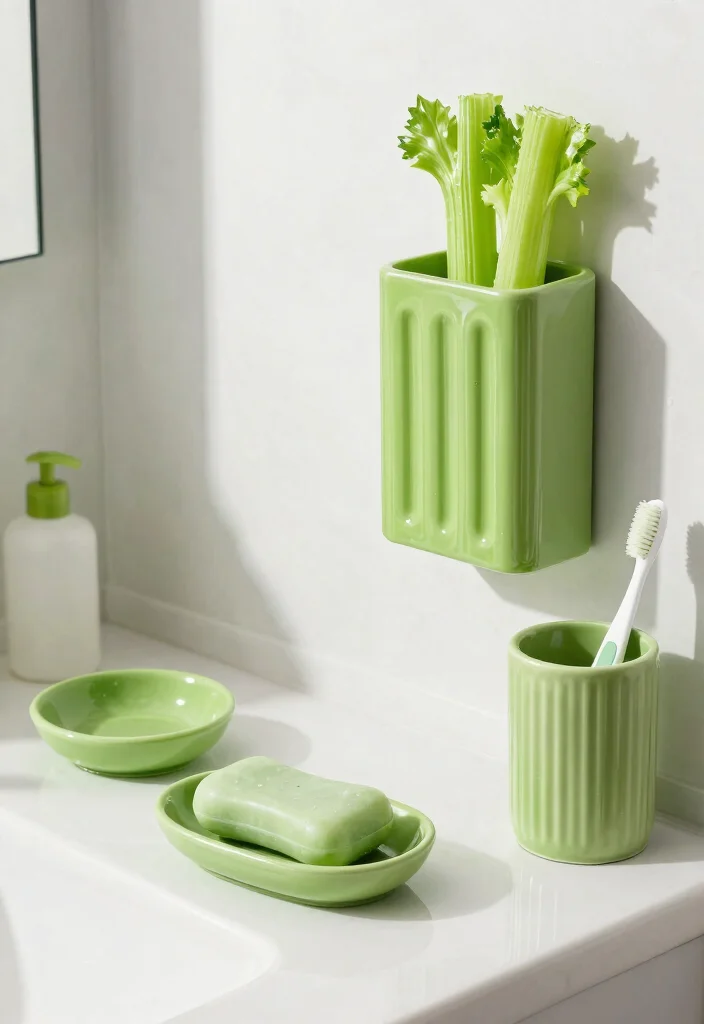 15 Celery Green Bathroom Ideas That'll Refresh Your Space Like Never Before! - 11. Celery Green Bath Accessories 1