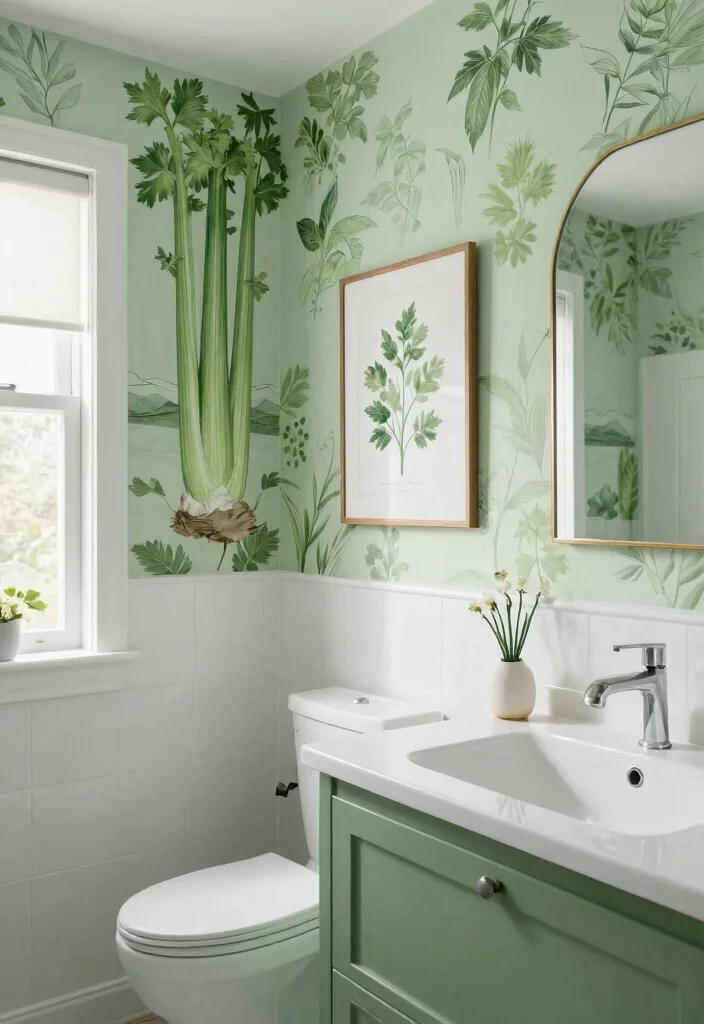 15 Celery Green Bathroom Ideas That'll Refresh Your Space Like Never Before! - 12. Celery Green Artwork 1
