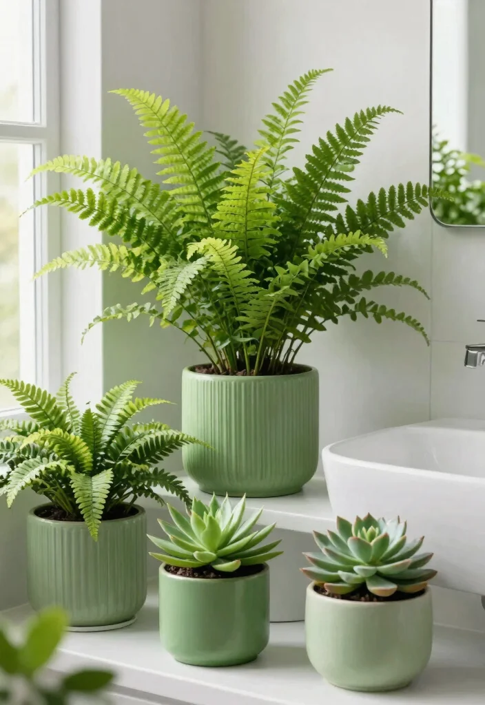 15 Celery Green Bathroom Ideas That'll Refresh Your Space Like Never Before! - 13. Celery Green Plants 1
