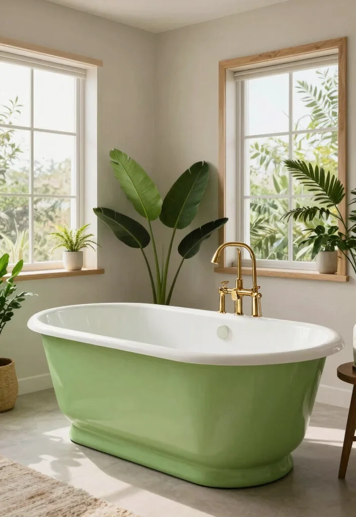 15 Celery Green Bathroom Ideas That'll Refresh Your Space Like Never Before! - 6. Celery Green Bathtubs 1