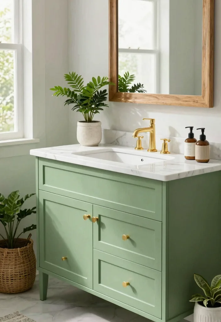 15 Celery Green Bathroom Ideas That'll Refresh Your Space Like Never Before! - 8. Celery Green Vanities 1