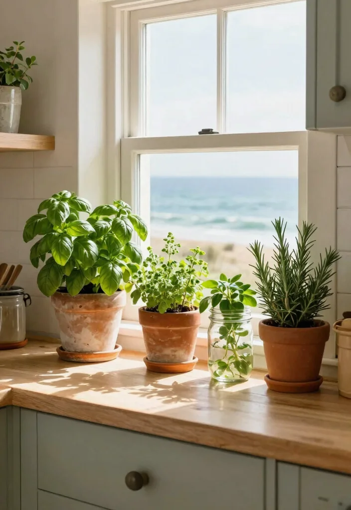 15 Best Coastal Vintage Kitchen Design That Blends Beachy & Rustic Charm 55 15 Coastal Vintage Kitchen Design Ideas That'll Make You Feel Like You're on Vacation Every Day! - 13. Herb Garden 1