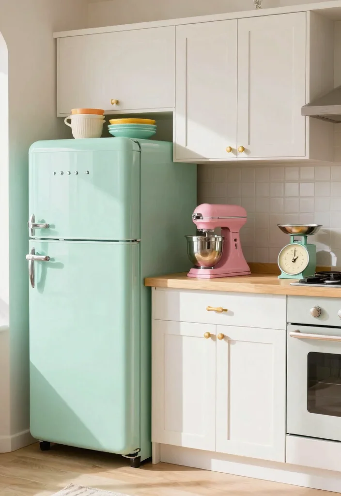 15 Best Coastal Vintage Kitchen Design That Blends Beachy & Rustic Charm 14 15 Coastal Vintage Kitchen Design Ideas That'll Make You Feel Like You're on Vacation Every Day! - 3. Retro Appliances 1