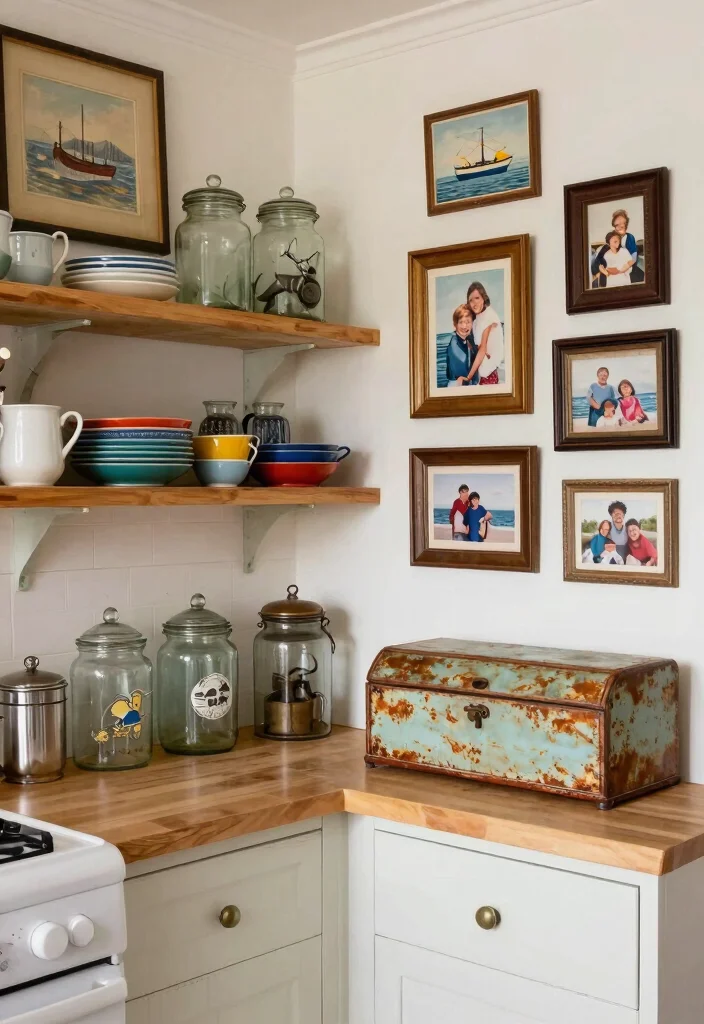 15 Best Coastal Vintage Kitchen Design That Blends Beachy & Rustic Charm 36 15 Coastal Vintage Kitchen Design Ideas That'll Make You Feel Like You're on Vacation Every Day! - 5. Vintage Decor Accents 1