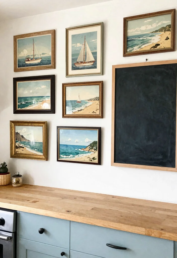 15 Best Coastal Vintage Kitchen Design That Blends Beachy & Rustic Charm 51 15 Coastal Vintage Kitchen Design Ideas That'll Make You Feel Like You're on Vacation Every Day! - 9. Coastal Wall Art 1