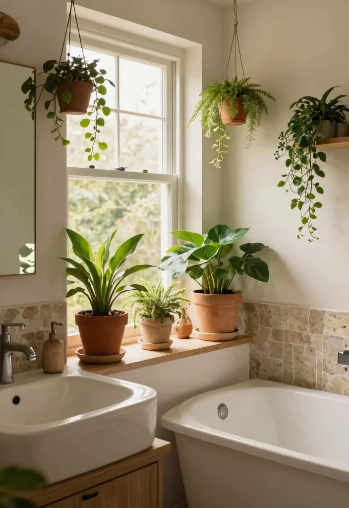 15 Cozy Moody Bathroom Ideas That Instantly Feel Warm & Relaxing 16 15 Cozy Bathroom Ideas That'll Transform Your Space into a Moody Retreat - 5. Greenery and Natural Elements 1