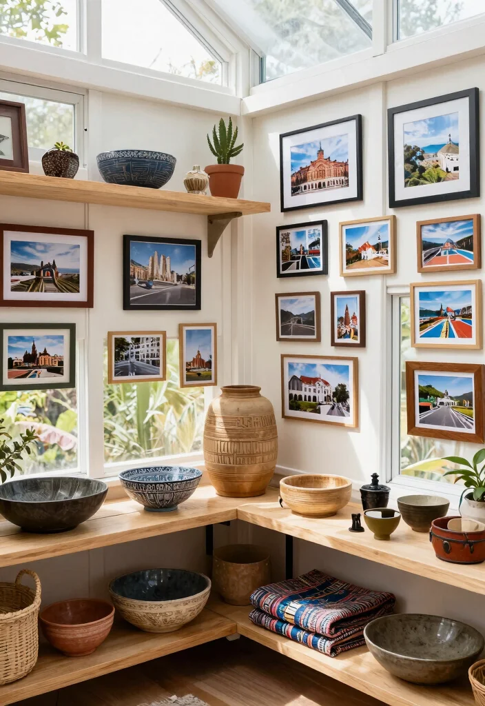 15 Dreamy Sunroom Decorating Ideas That Will Make You Feel Like You're on Vacation! - 12. Personal Touches with Travel Mementos 1