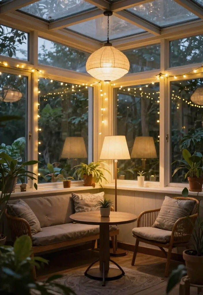 15 Dreamy Sunroom Decorating Ideas That Will Make You Feel Like You're on Vacation! - 15. Soft Lighting Options 1