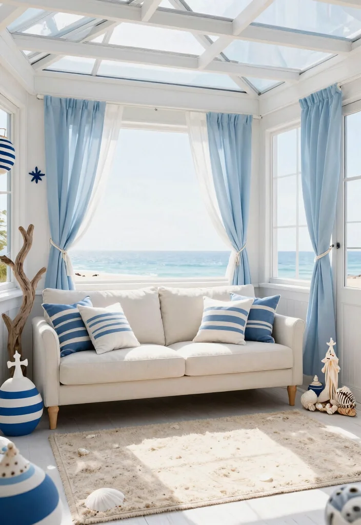 15 Dreamy Sunroom Decorating Ideas That Will Make You Feel Like You're on Vacation! - 4. Nautical-Inspired Decor 1