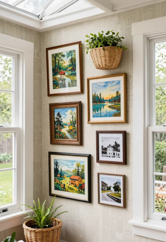 15 Dreamy Sunroom Decorating Ideas That Will Make You Feel Like You're on Vacation! - 5. Artful Wall Decor 1