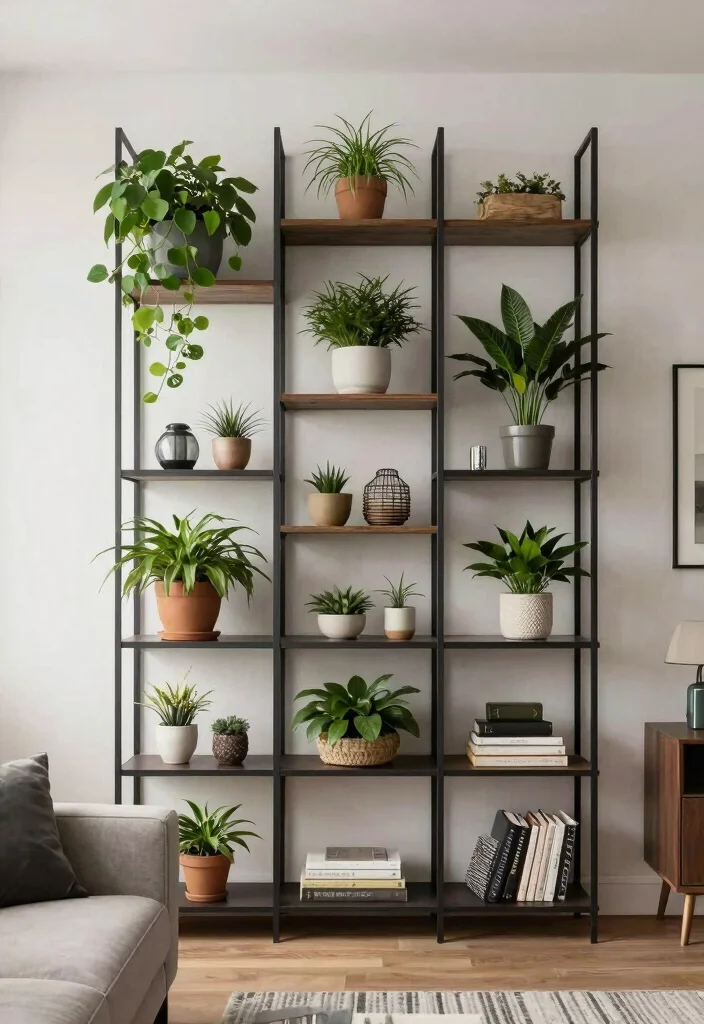 15 Hanging Plant Shelf Ideas That'll Make Your Apartment a Cozy Oasis! - 4. Geometric Shelving Units 1