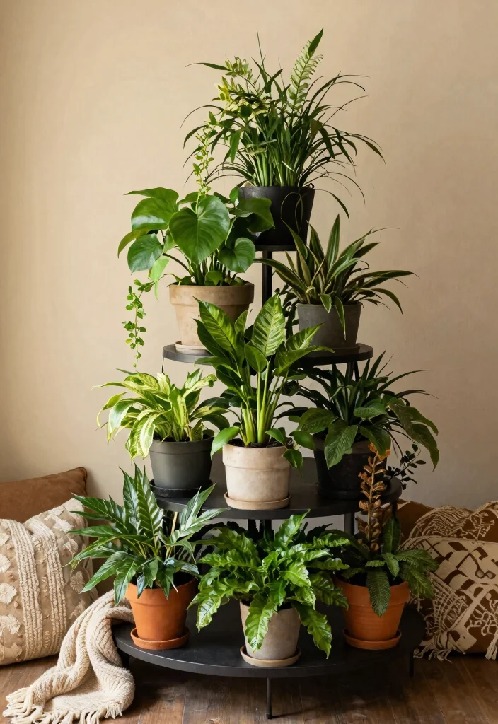 15 Hanging Plant Shelf Ideas That'll Make Your Apartment a Cozy Oasis! - 7. Multi-Tiered Plant Stands 1