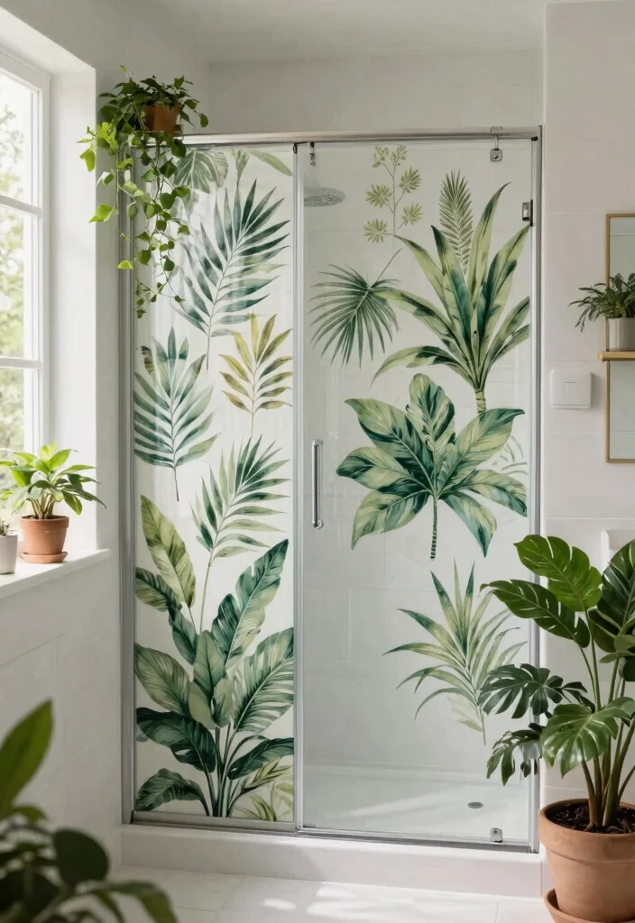 15 Renter-Friendly Shower Door Cover-Up Ideas That'll Transform Your Bathroom Instantly! - 10. Botanical Prints 1
