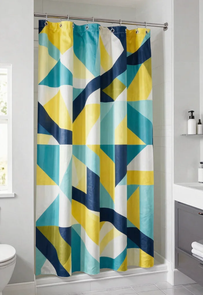15 Renter-Friendly Shower Door Cover-Up Ideas That'll Transform Your Bathroom Instantly! - 11. Bold Geometric Patterns 1
