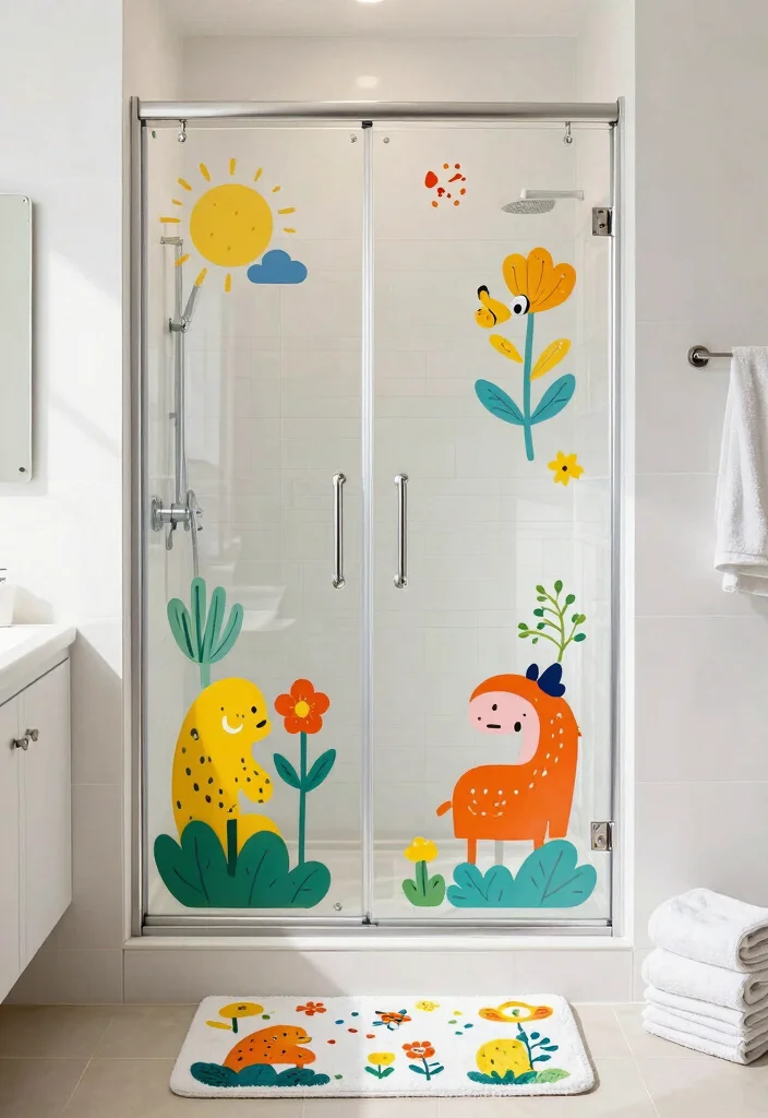 15 Renter-Friendly Shower Door Cover-Up Ideas That'll Transform Your Bathroom Instantly! - 3. Stylish Decals 1