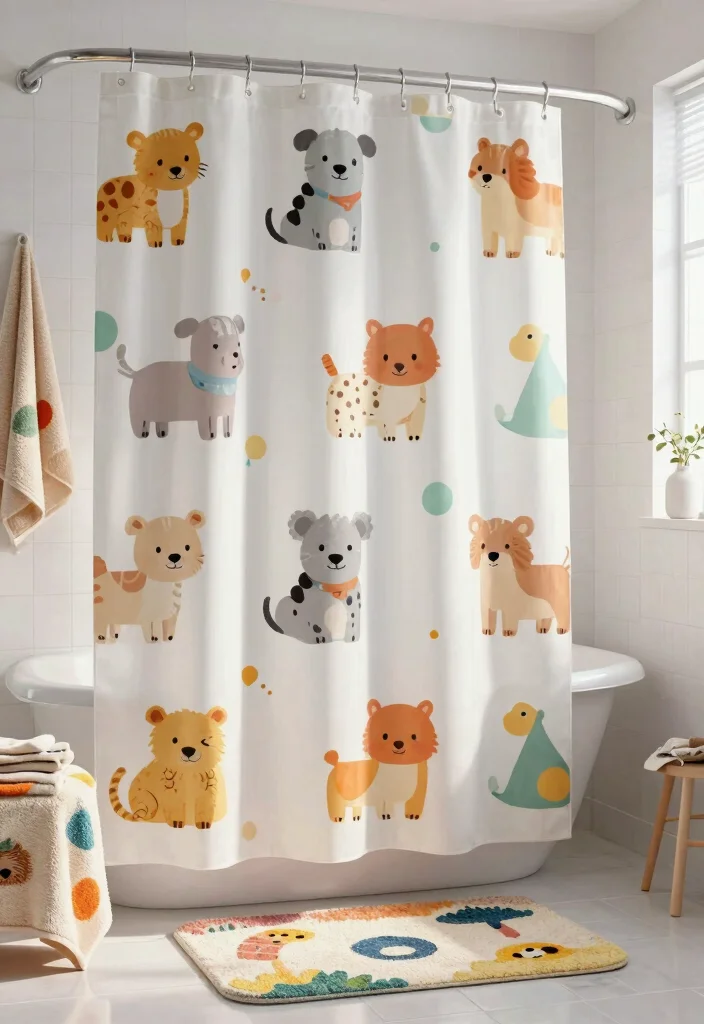 15 Renter-Friendly Shower Door Cover-Up Ideas That'll Transform Your Bathroom Instantly! - 6. Whimsical Shower Curtains 1