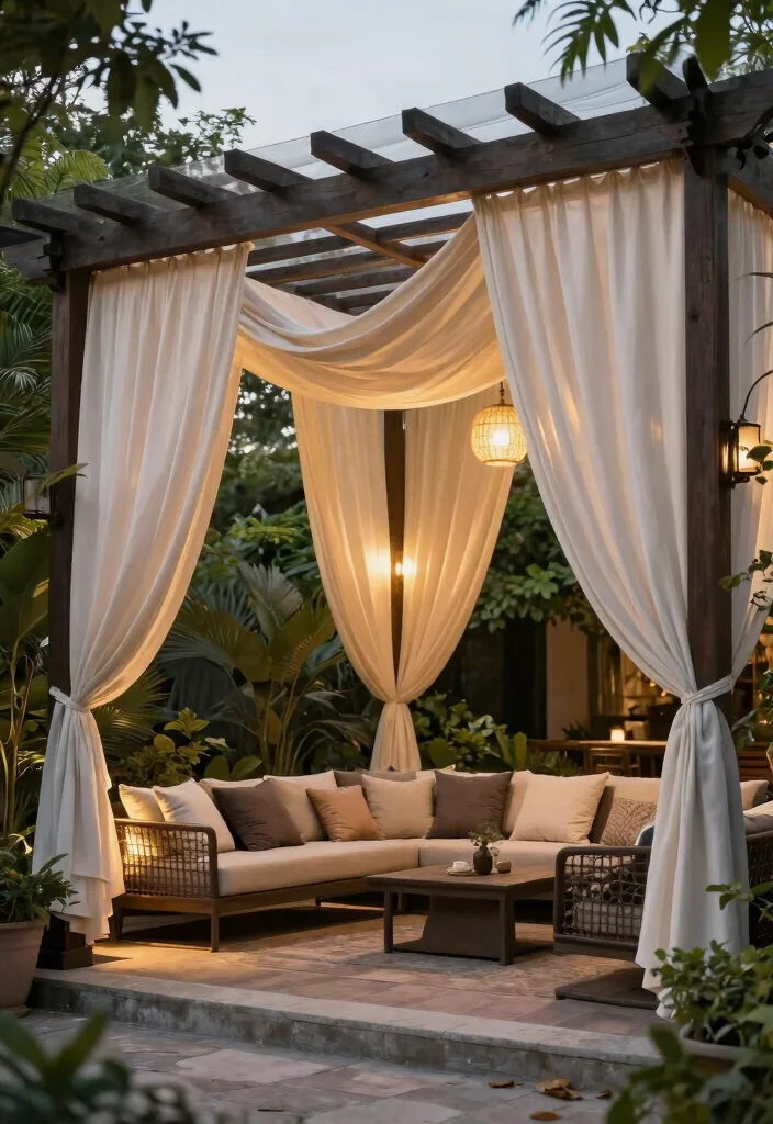 15 Stunning DIY Canopy Ideas That Will Transform Your Outdoor Space (You Won't Believe #7!) - 12. Pergola with Draped Fabric 1