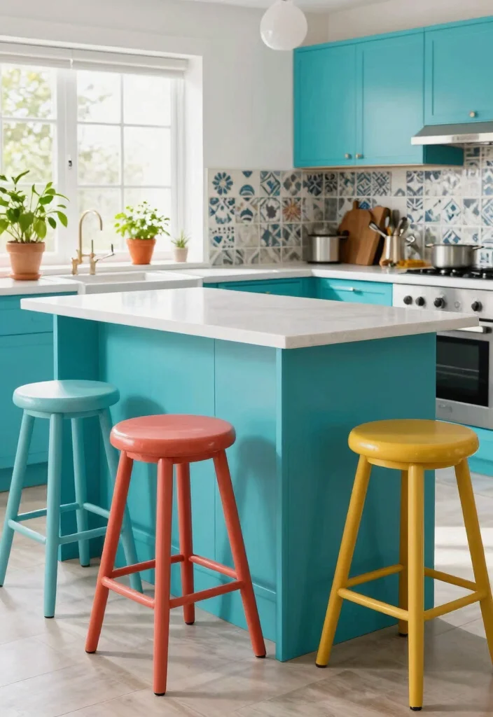 15 Stunning Micro Kitchen Island Trends You Absolutely Can't Miss! 13 15 Stunning Micro Kitchen Island Trends You Absolutely Can't Miss! - 2. Bold Colors and Patterns 1